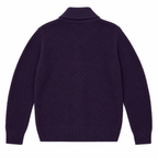 Five Four Men's Deep Purple Textured Shawl Collar Cardigan Medium