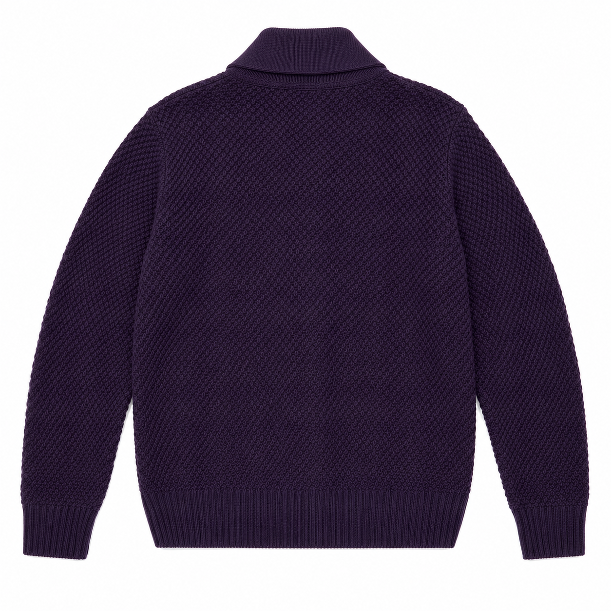 Five Four Men's Deep Purple Textured Shawl Collar Cardigan Medium
