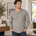 Five Four Men’s Heather Gray Long Sleeve Henley Shirt Size M NWT