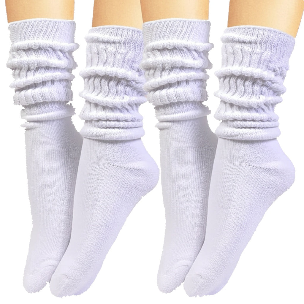 HOT FEET Women's Slouch Socks 2-Pack - Cozy Cotton Blend Scrunch Boot Socks, Long Slouchy Scrunchy Calf Socks, Sizes 4-10