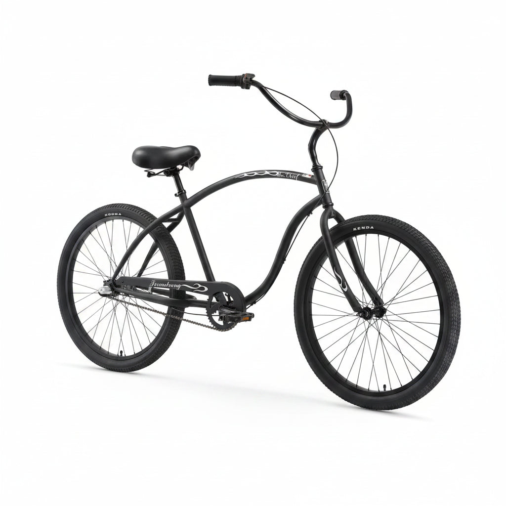 Firmstrong The Chief Men's 3-Speed Beach Cruiser Bike - Matte Black (Pre-Assembled)
