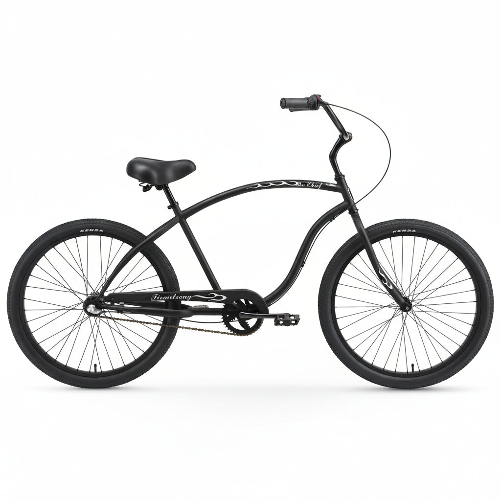 Firmstrong The Chief Men's 3-Speed Beach Cruiser Bike - Matte Black (Pre-Assembled)