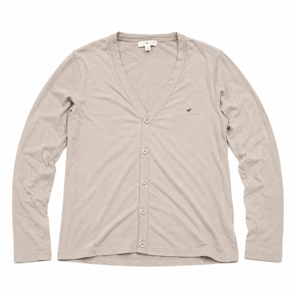 Five Four Men's Light Taupe V-Neck Button Cardigan Medium
