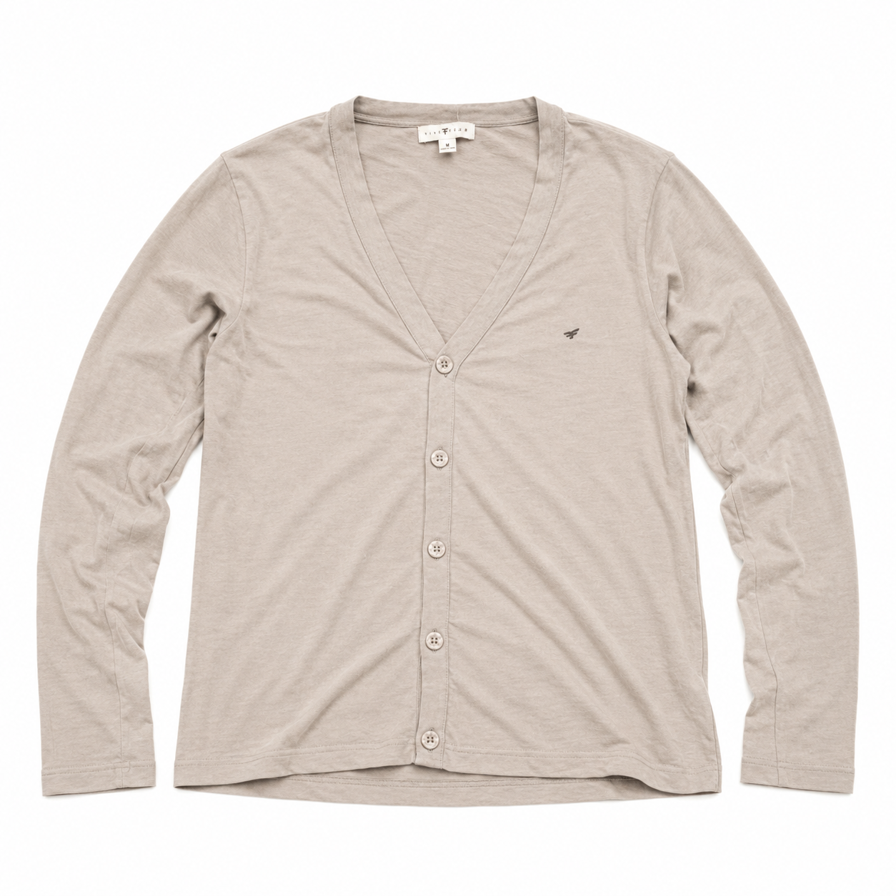 Five Four Men's Light Taupe V-Neck Button Cardigan Medium