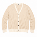 UNIQLO Men's Beige Contrast Trim V-Neck Cardigan Large