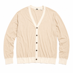 UNIQLO Men's Beige Contrast Trim V-Neck Cardigan Large