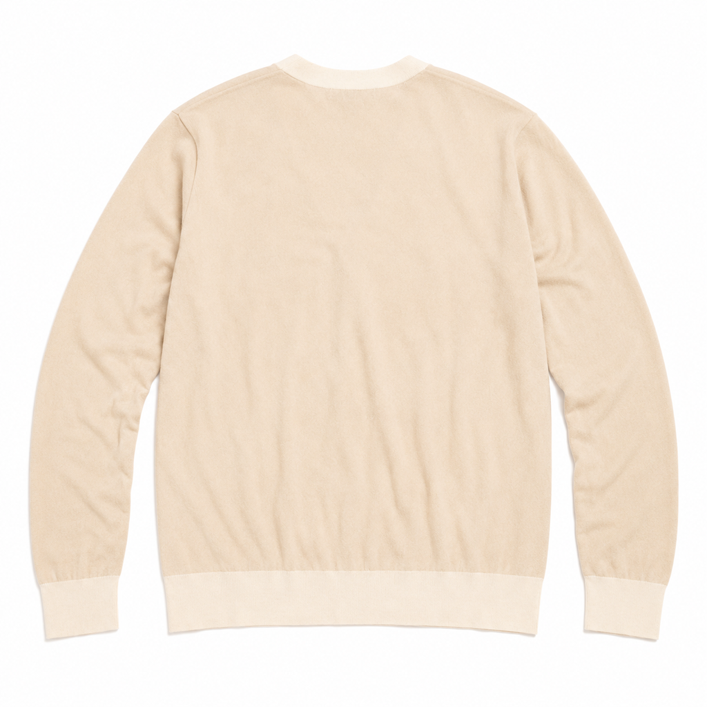 UNIQLO Men's Beige Contrast Trim V-Neck Cardigan Large