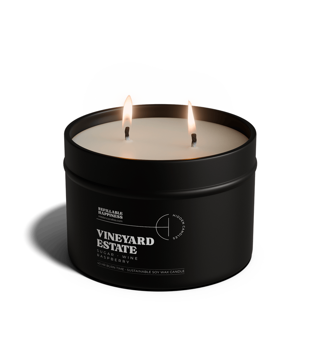 Vineyard Estate Candle 10.6 oz – Red Wine, Raspberry & Vanilla Sugar - Hidden Candles