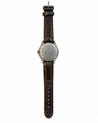 Da Vinci Men’s Quartz Watch Black Dial Brown Leather Strap Silver Tone