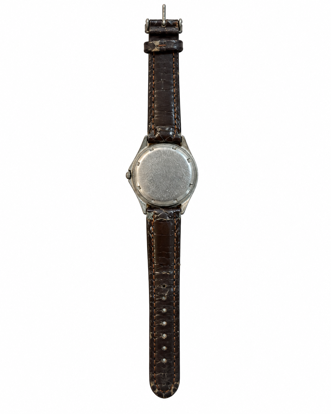 Da Vinci Men’s Quartz Watch Black Dial Brown Leather Strap Silver Tone