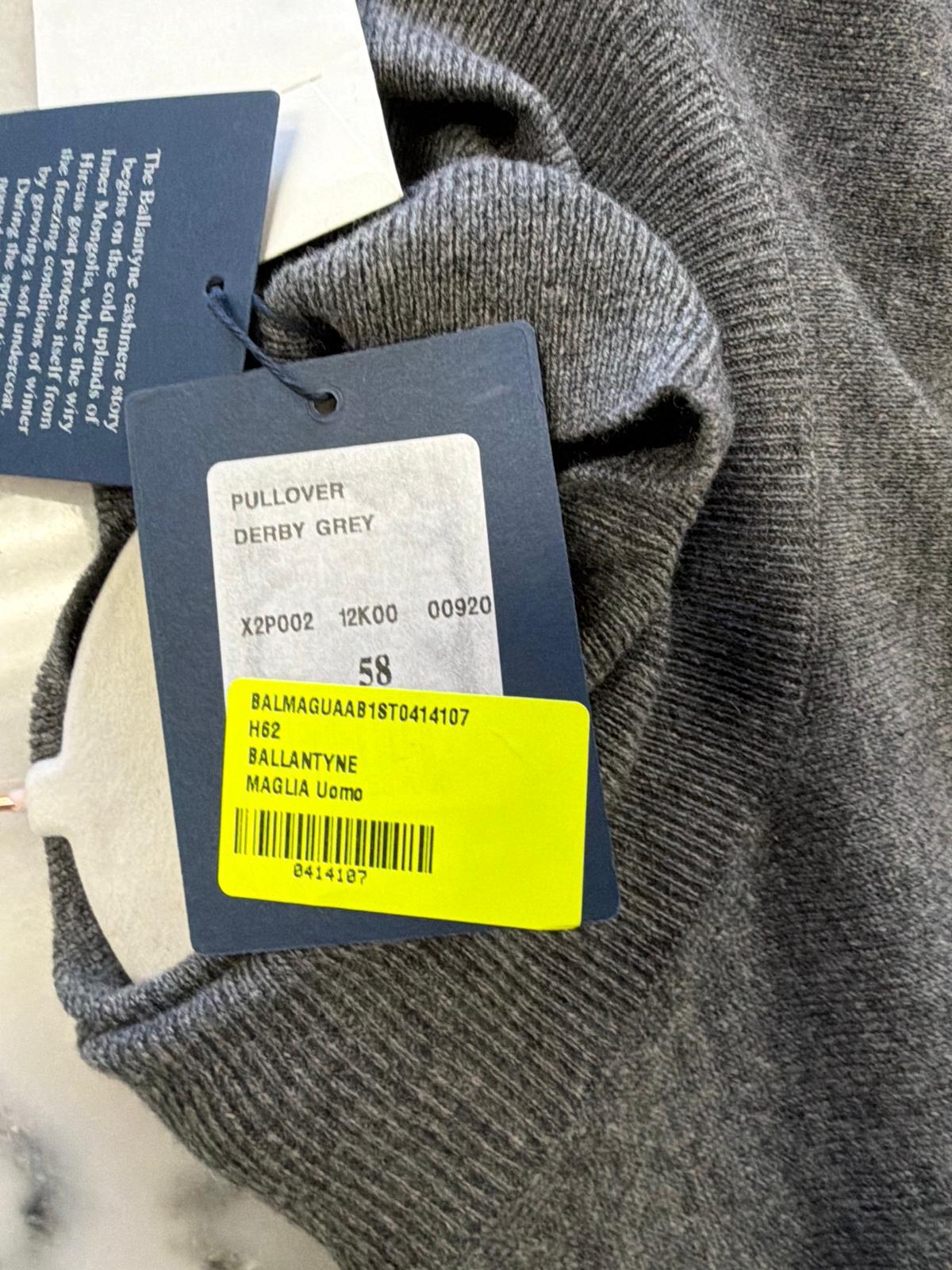Ballantyne Derby Grey Cashmere Pullover (Size 58)