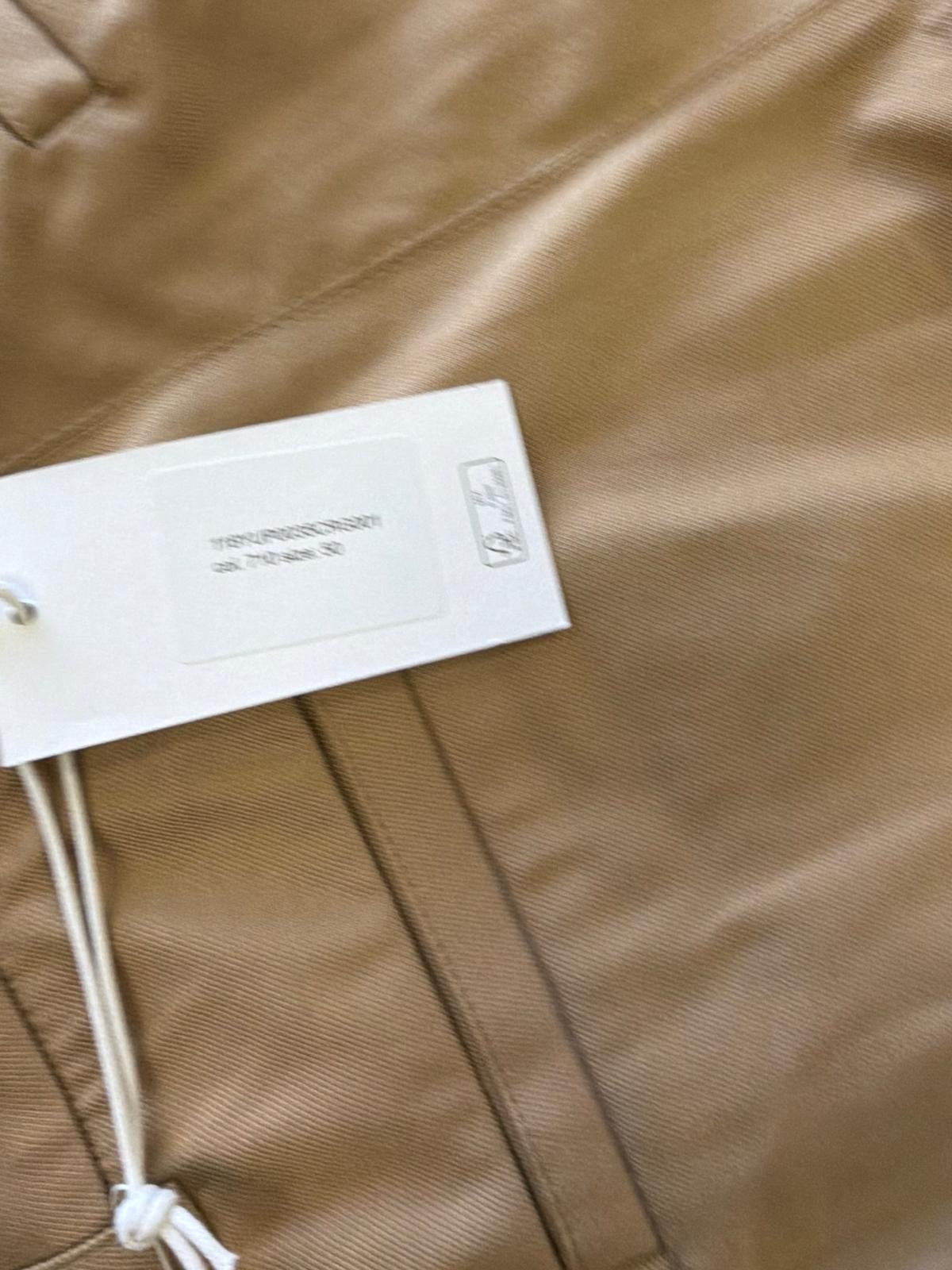 8 by Yoox Tan Leather-Look Pleated Trousers  (Size: 38x30)