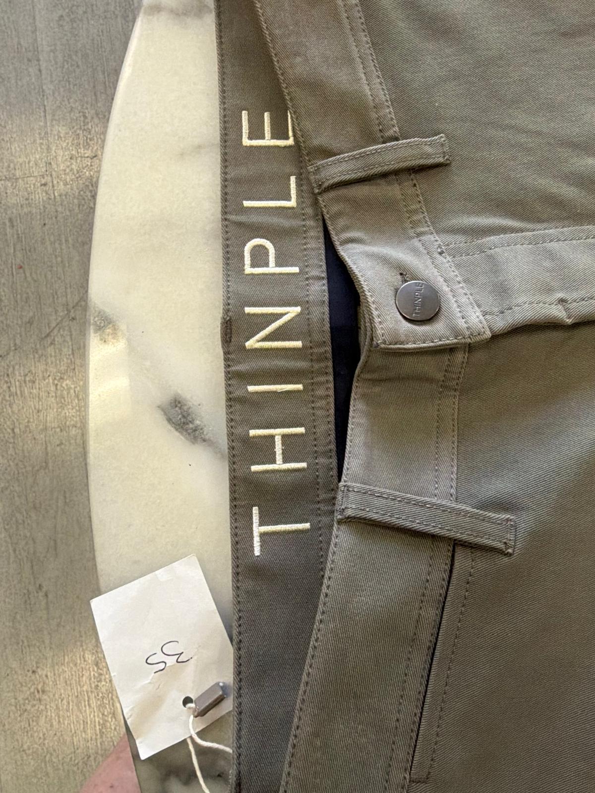 THINPLE Olive Tapered Cropped Trousers (Size 33)