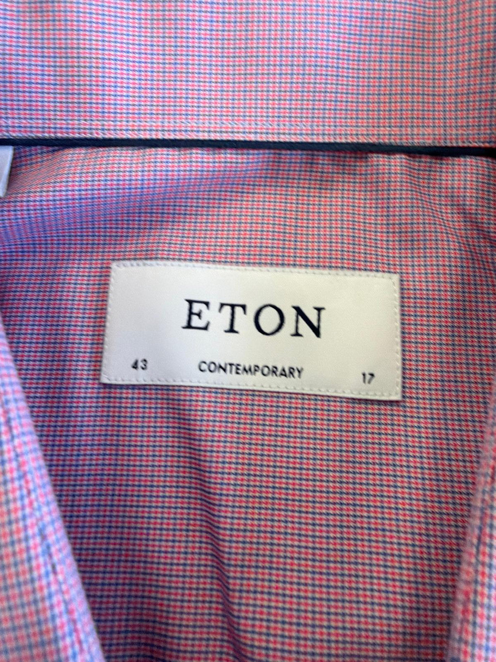 Eton Contemporary Pink Micro-Check Dress Shirt (Size 43/17)