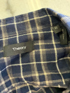 Theory Blue Plaid Flannel Shirt (Size XL)