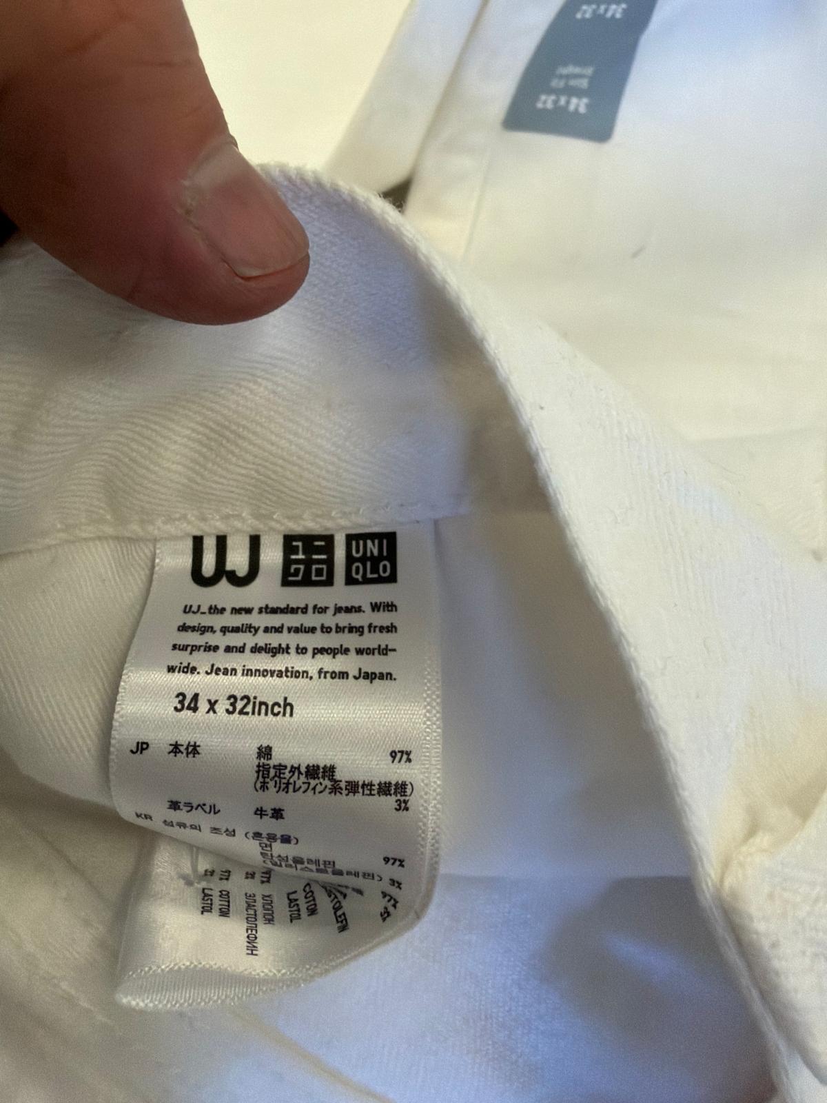 UNIQLO White Straight Leg Jeans (Size 34x32)