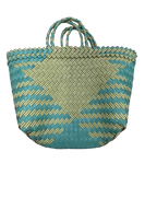 Organic Modernism Woven Tote Bag L 16''x 12'' (Teal and Yellow Chevron Set of 3)