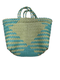 Organic Modernism Woven Tote Bag L 16''x 12'' (Blue and Green Chevron Set of 3)