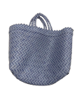 Organic Modernism Woven Tote Bag L 16''x 12'' (Blue and White Chevron Set of 3)