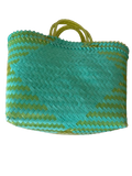 Organic Modernism Woven Tote Bag XL 19''x 12'' (Teal and Lime Green Chevron Set of 3)