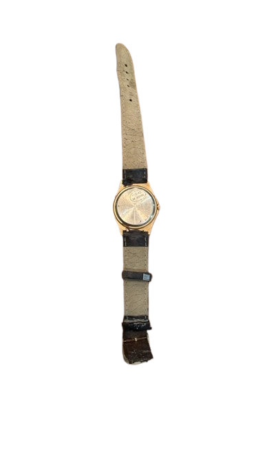 Vintage Genie Leather Gold-Tone Watch - Battery Required
