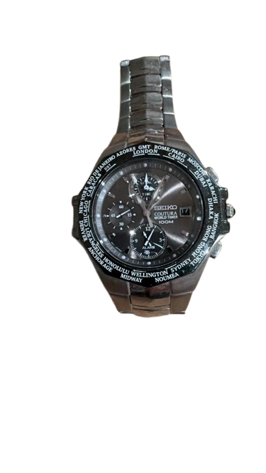 Vintage Seiko Coutura Alarm World Timer SPL001 Watch - Battery Required