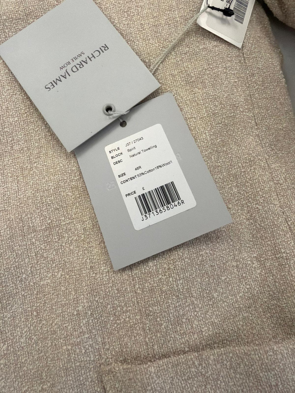 Richard James Savile Row Natural Towelling Blazer (Size 46R)