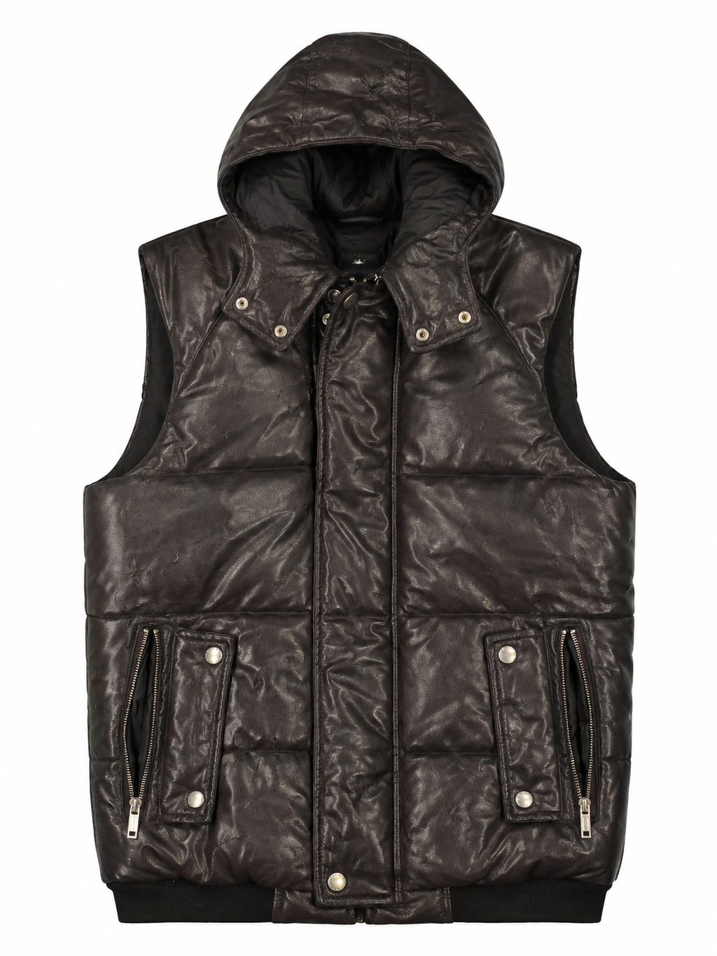 Zara Man Faux Leather Puffer Vest