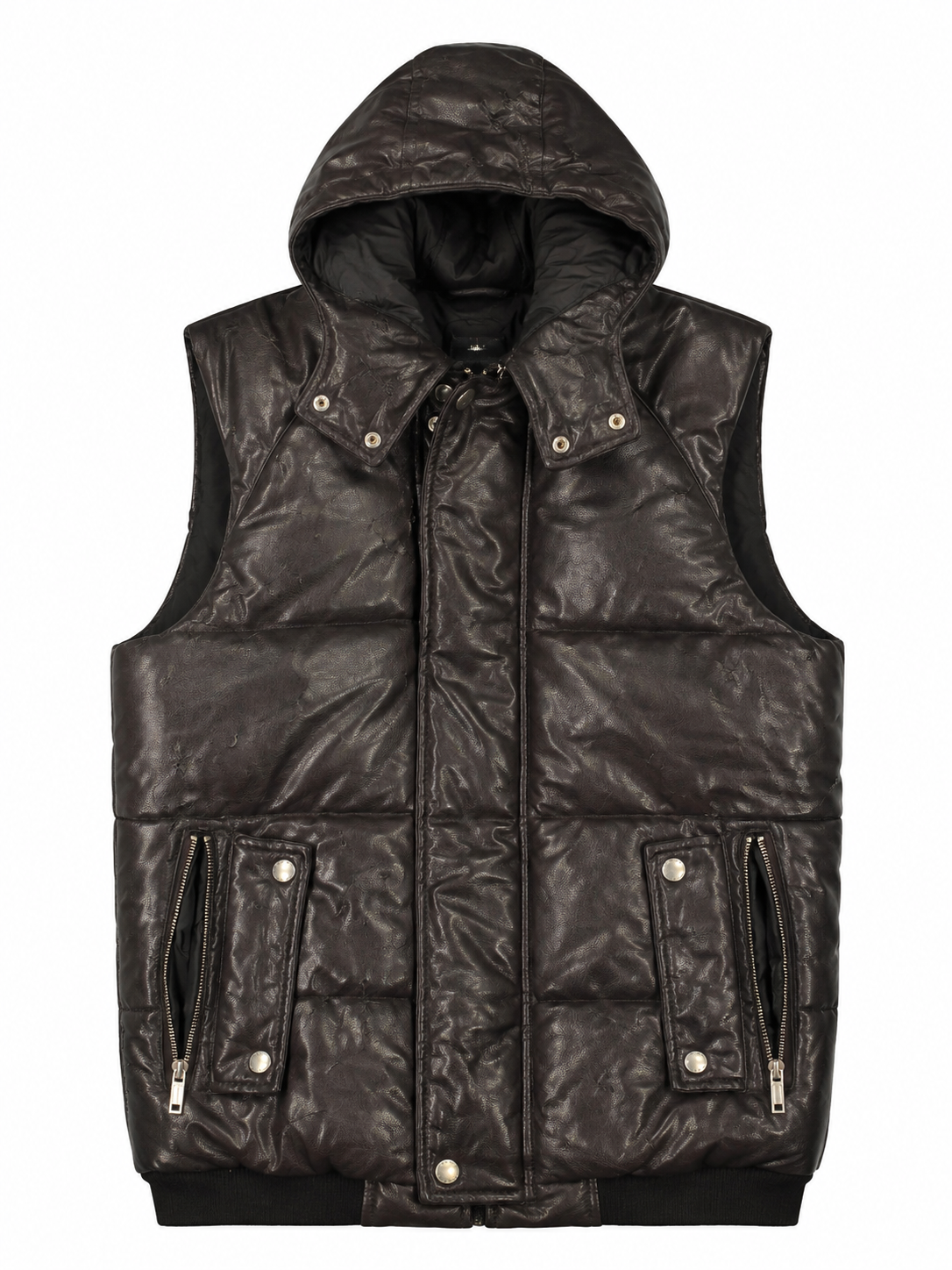 Zara Man Faux Leather Puffer Vest