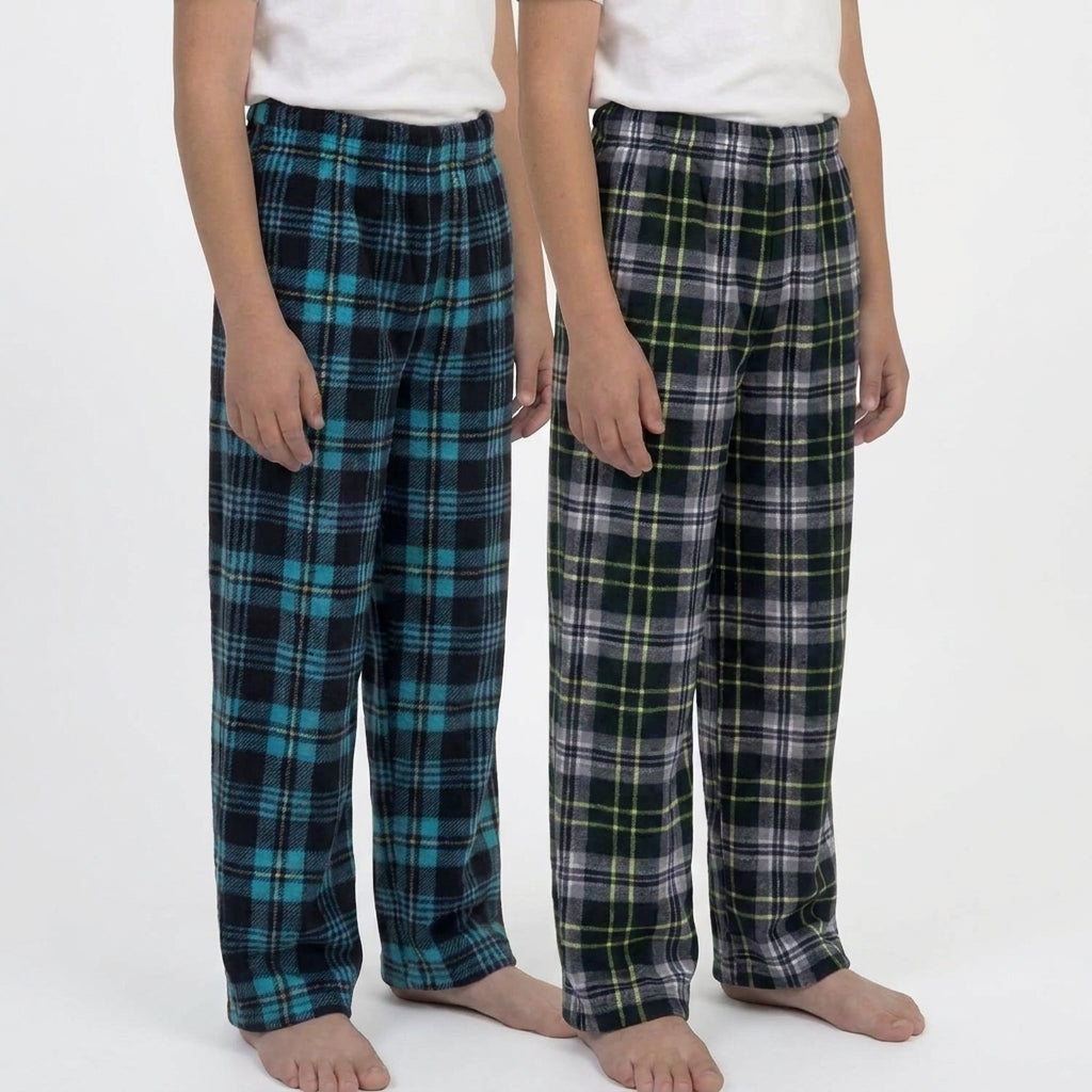 Mad Dog Boy's 2-Pack Plaid Pajama Pants + Slipper Socks