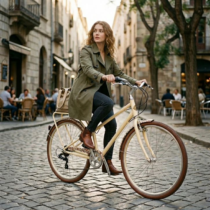 sixthreezero Around the Block Cruiser Bike - Cream with Stitched Floral Fenders
