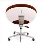 Ricardo Fasanello Modern Space Age Round Brown Suede Swivel Office Chair with White Shell