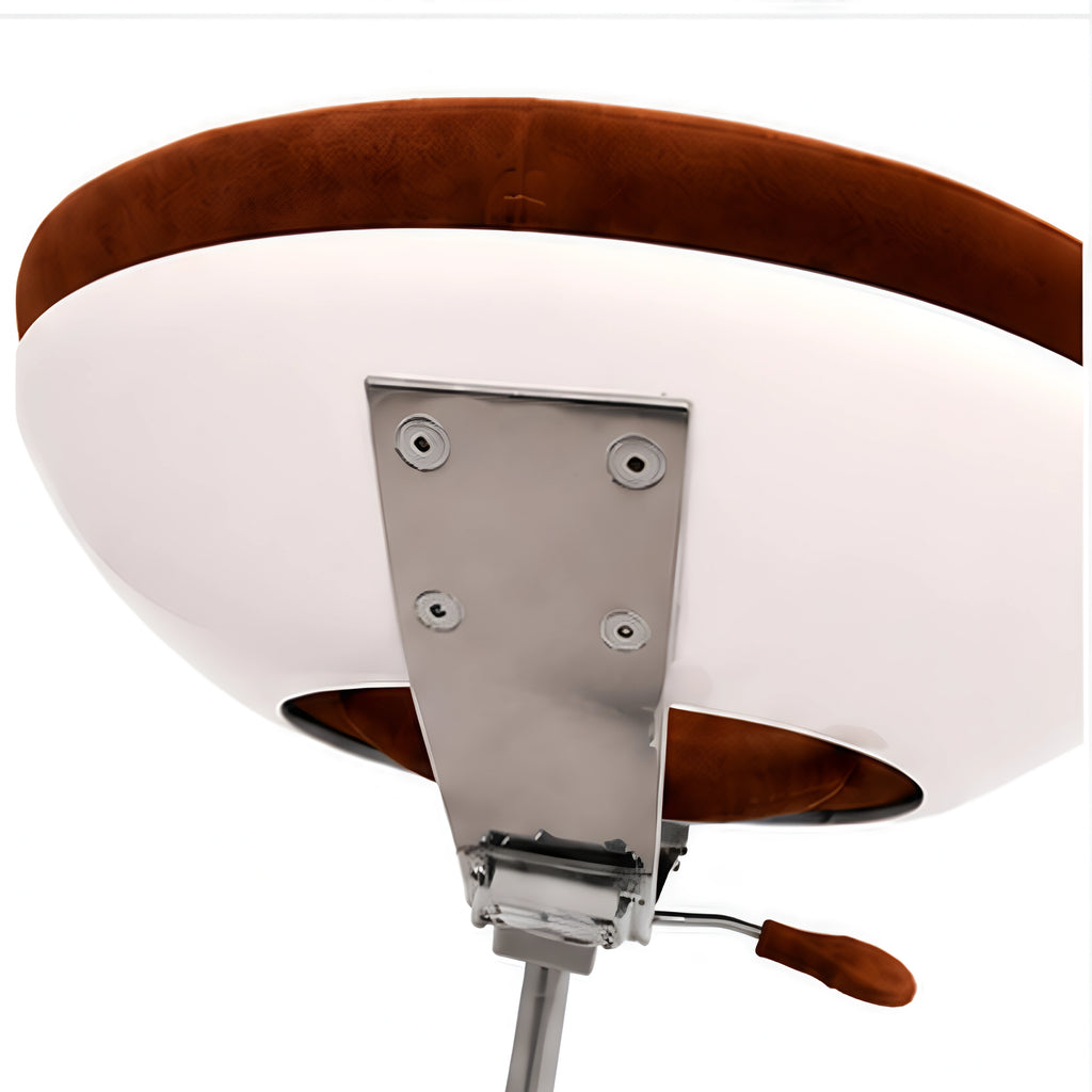 Ricardo Fasanello Modern Space Age Round Brown Suede Swivel Office Chair with White Shell