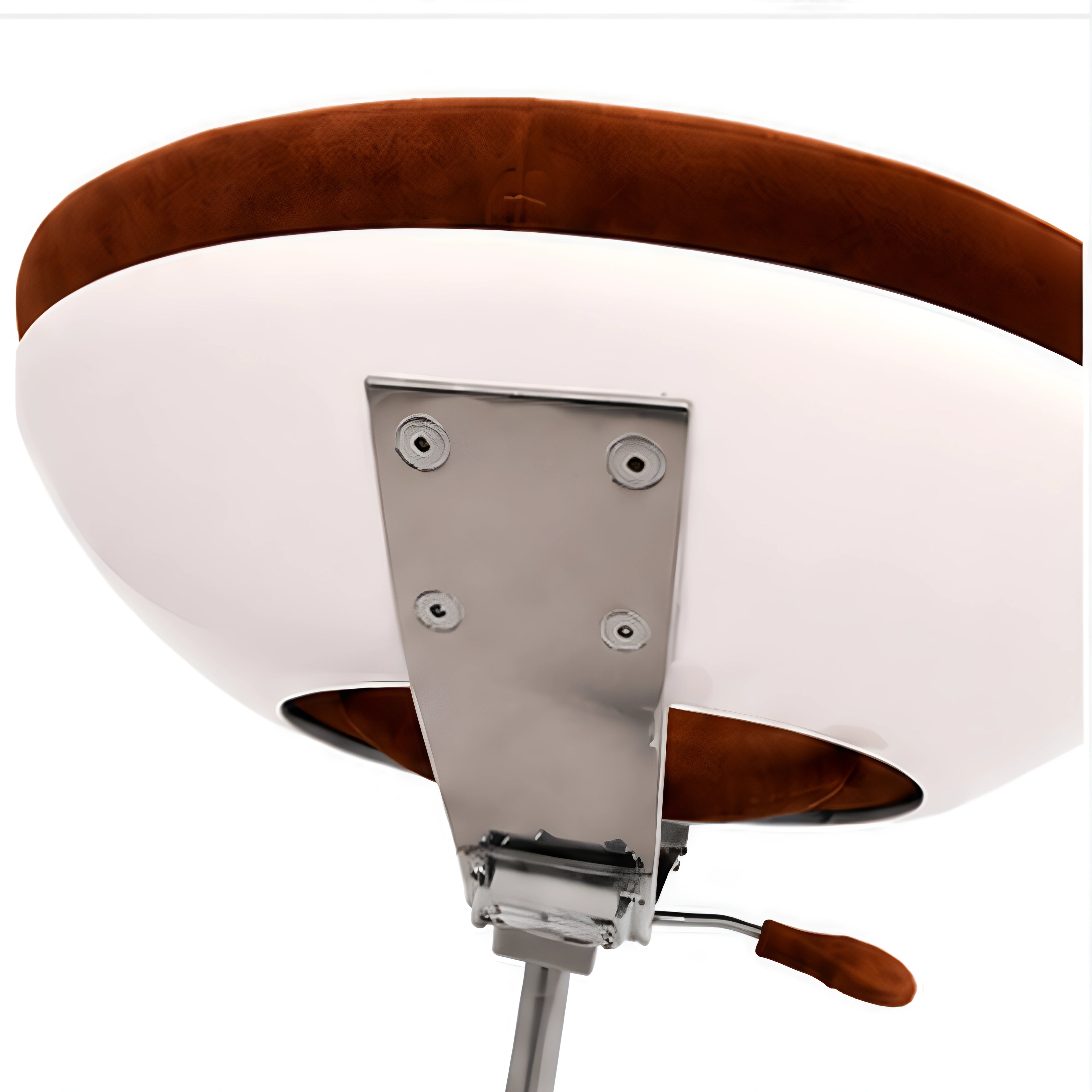 Ricardo Fasanello Modern Space Age Round Brown Suede Swivel Office Chair with White Shell
