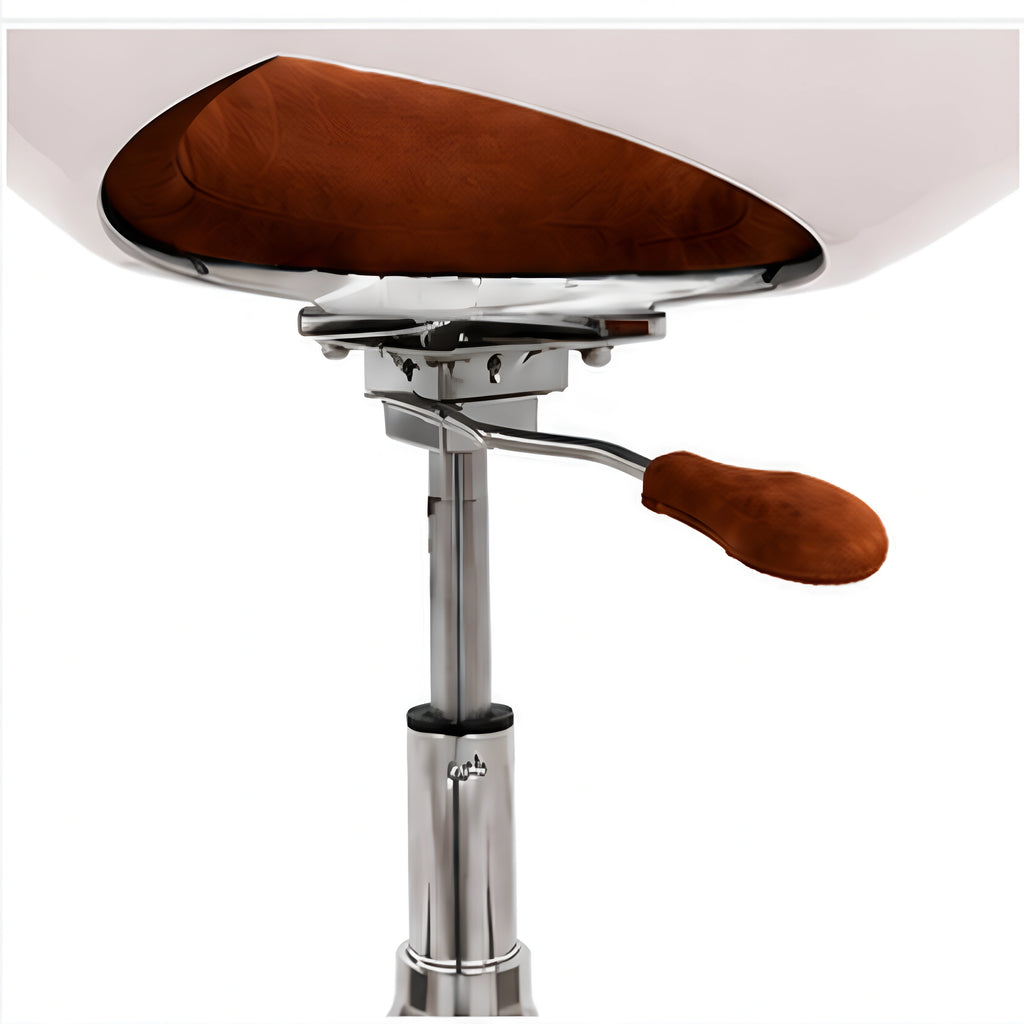 Ricardo Fasanello Modern Space Age Round Brown Suede Swivel Office Chair with White Shell