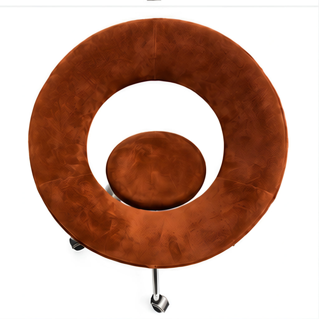 Ricardo Fasanello Modern Space Age Round Brown Suede Swivel Office Chair with White Shell