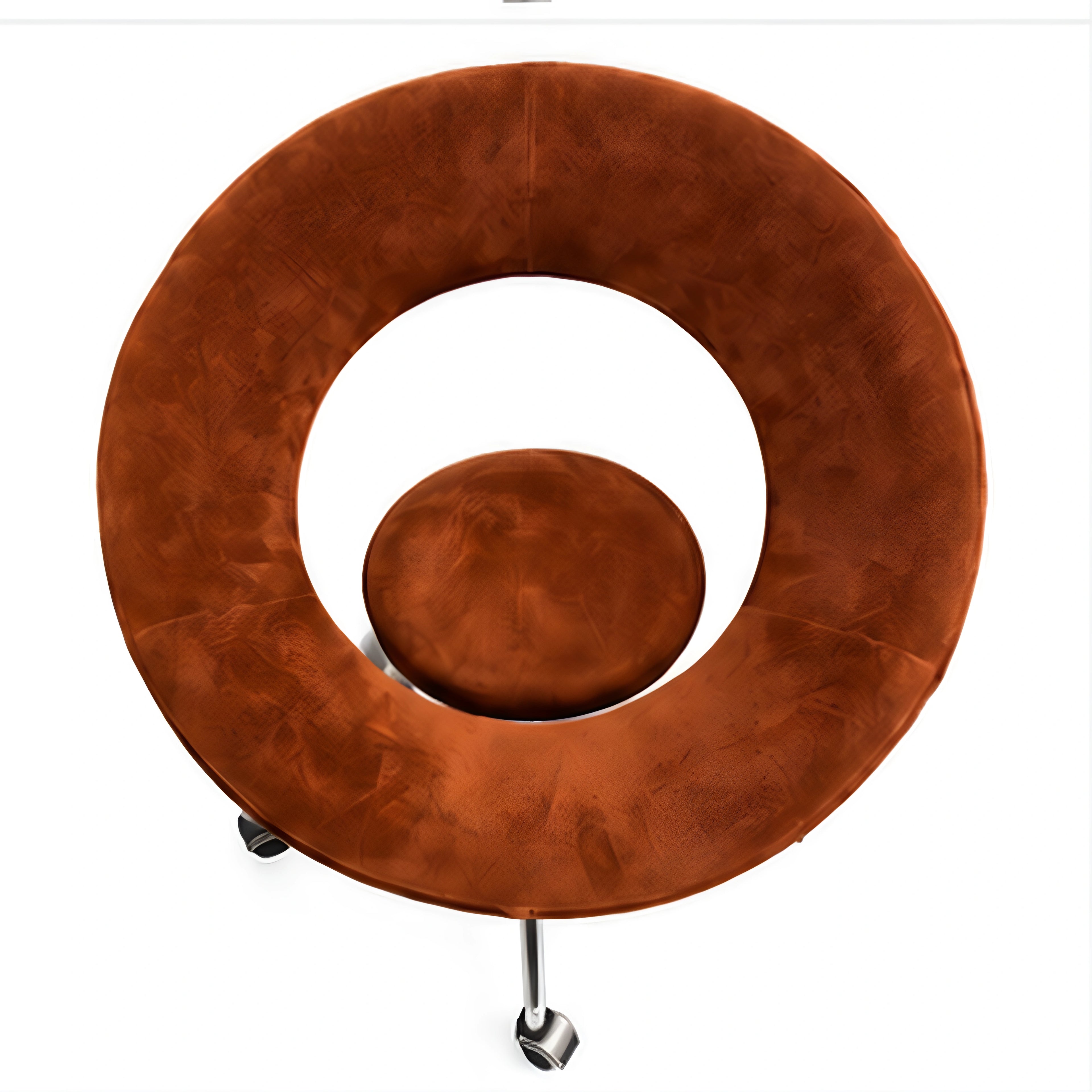 Ricardo Fasanello Modern Space Age Round Brown Suede Swivel Office Chair with White Shell