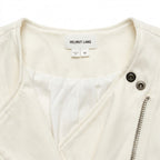 Helmut Lang White Asymmetrical Zip Moto Jacket Size M