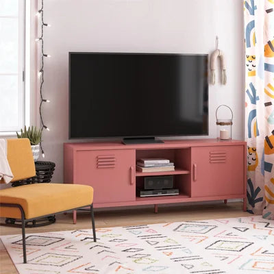 Novogratz Cache Metal Locker-Style TV Stand for TVs up to 65", Dusty Rose