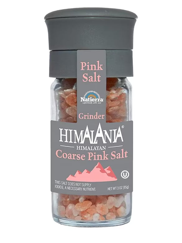 Natierra Himalania® Coarse Pink Salt Glass Grinder Bottle – 3 oz (85g)