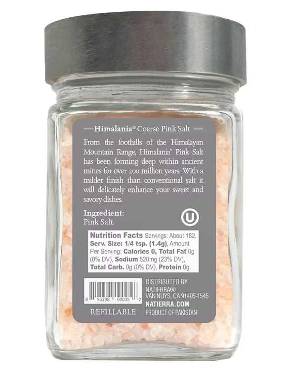 Natierra Himalania® Coarse Pink Salt Premium Glass Jar – 9 oz (255g)