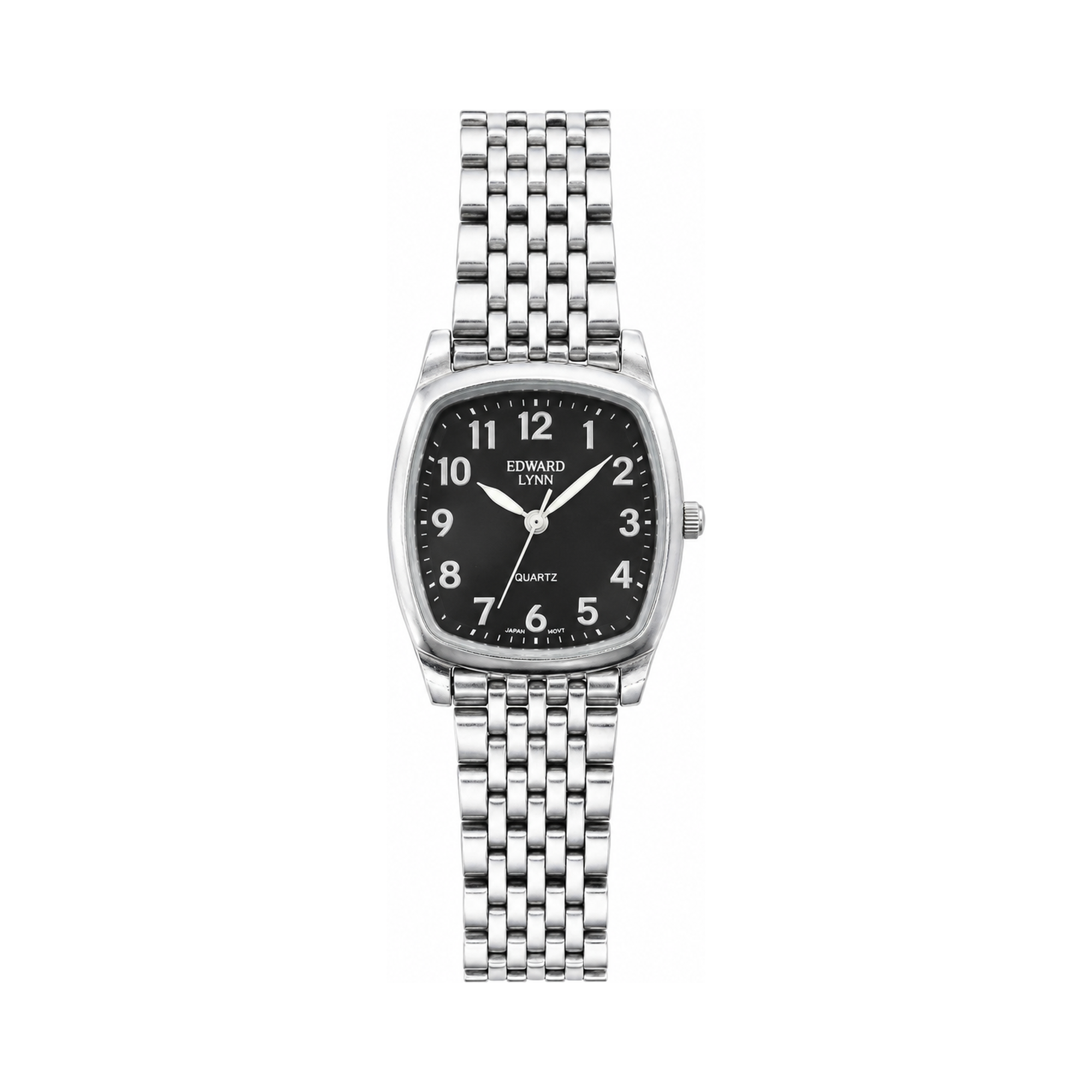 Vintage Edward Lynn Square Bracelet Watch - Silver/Black Dial - Battery Required