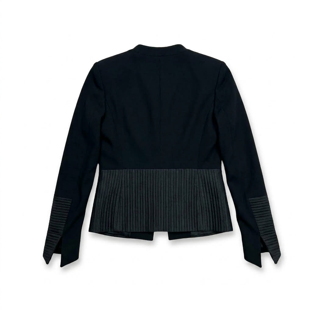 Helmut Lang Black Open Front Ribbed Waist Jacket Blazer Size 6