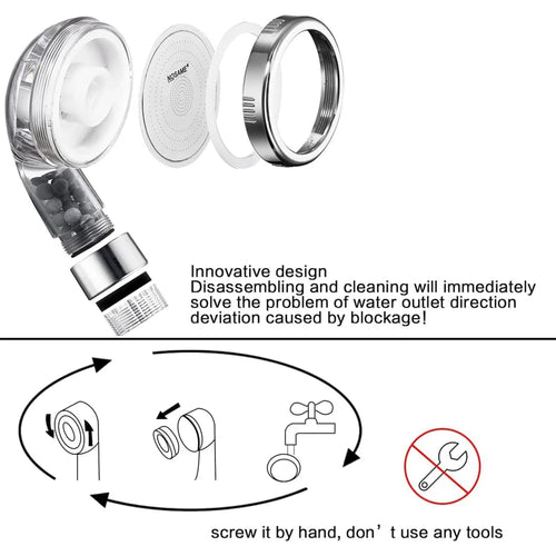 Aqua Guard High Pressure Filtered Shower Head with Mineral Stones