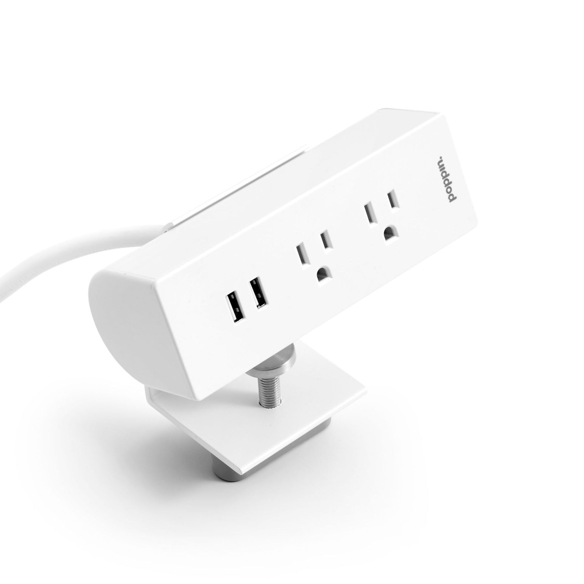 Poppin Power Points Outlet, 2 AC + 2 USB, 6' Cord, White