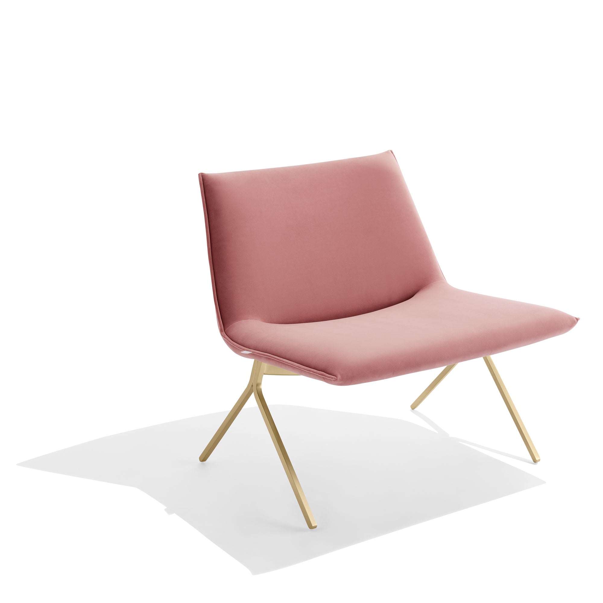 Poppin Meredith Lounge Chair - Dusty Rose Velvet with Brass Base Brand New