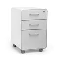 Poppin Stow 3-Drawer File Cabinet w/Casters, White+LtGray