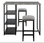Mainstays 3-Piece Metal Pub Set with Faux Concrete Top, Gray and Black