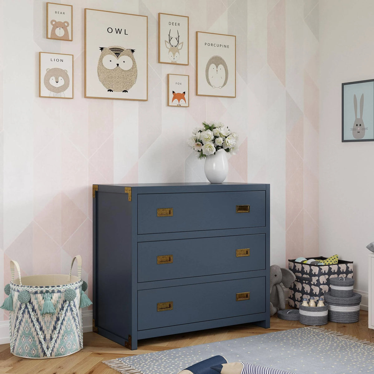 Baby Relax Miles 3-Drawer Dresser, Nursery Storage, Soft Gray