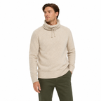 Zara Man Men's Beige Drawstring High Neck Knit Sweater XL